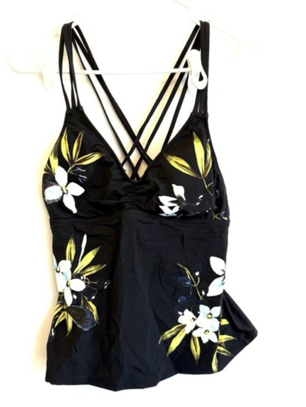 La Blanca Women’s Black Floral Tankini Top Size 10